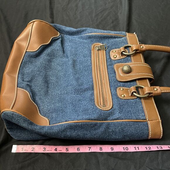 Gap Denim & Leather Trim Shoulder Bag Tote Bag - Picture 14 of 15